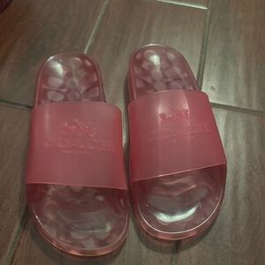 Coach Rose Pink Translucent Slide Sandals